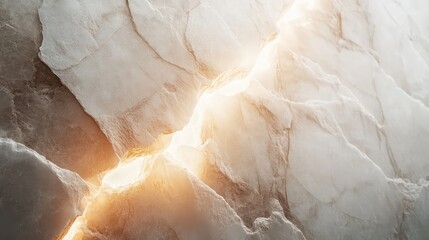 Aufkleber - Abstract close-up of textured stone surface with cracks illuminated by soft light Copy Space