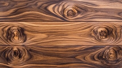 Fototapete - Detailed close-up of wooden surface with unique grain patterns and knots, showcasing rich natural hues and textures, Copy Space available