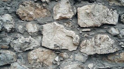 Fototapete - Textured stone wall background with irregular shapes and colors of rocks and mortar Copy Space