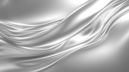 Aufkleber - Smooth metallic silver fabric texture with flowing waves and soft sheen, ideal for backgrounds and visual design, Copy Space available
