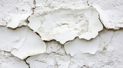 Aufkleber - Cracked White Paint Texture on Wall with Flaking Surfaces and Visible Discoloration Copy Space