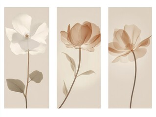 Poster - White Background Flowers