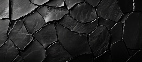 Leinwandbilder - Black textured leather surface with cracks and creases suitable for backgrounds or patterns Copy Space