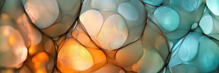 Wall Mural - Abstract bubble pattern in soft orange and teal hues with organic texture