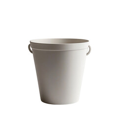 Aufkleber - The image shows a simple, empty, white plastic bucket with two small handles against a white background.