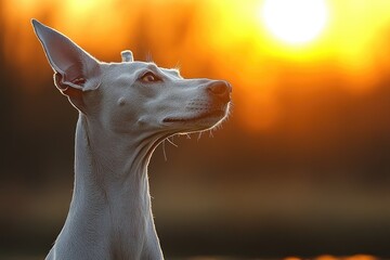 Wall Mural - Elegant Italian Greyhound Silhouetted Against Sunset