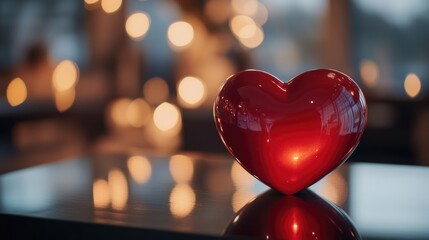 Wall Mural - Red Heart on Table