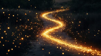 Wall Mural - a bright light trail meandering through the starry night space leaving behind a path of shimmering p