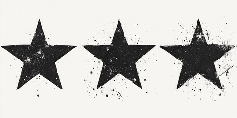 Wall Mural - Three black stars on white background