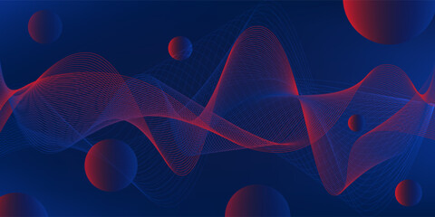 Wall Mural - Abstract digital lines background, Modern red and blue gradient flowing wave lines, Moving lines design element dynamic and geometric shapes, Futuristic technology concept. Vector illustration