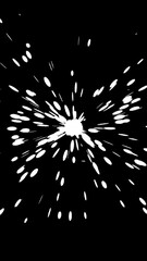 Aufkleber - white Particles Explosion Motion on black Background. 4k Animated Overlay. Holiday theme. Merry Christmas and Happy New Year 2026. 