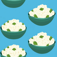 Poster - Cauliflower Rice digital graphic, Cauliflower Rice seamless pattern