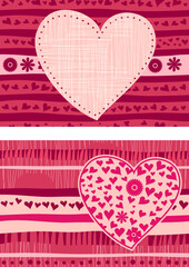 Aufkleber - Creative concept of Happy Valentines Day cards set. Modern abstract art design with hearts. Templates for celebration, ads, branding, banner, cover, label, poster, sales
