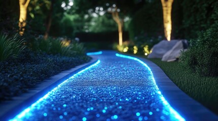 Poster - Pathway lit by blue lights