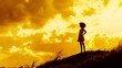 © WINGGOD - A teenager standing on a hill at sunrise, their ambitious eyes fixed on the horizon filled with golden light.