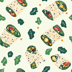 Wall Mural - Veggie Wrap digital graphic, Veggie Wrap seamless pattern