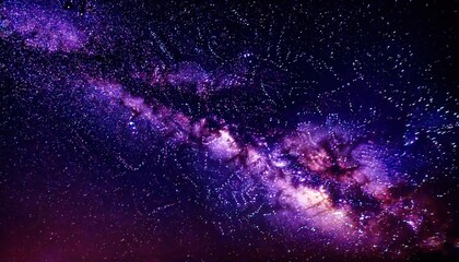 Wall Mural - breathtaking view of the milky way galaxy with vibrant purple hues and star clusters, perfect for celestial or cosmic themed projects