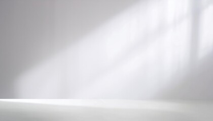 Poster - soft sunlight casting abstract geometric patterns on a white wall and floor, minimalistic composition for background and texture

