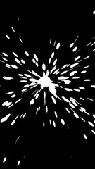 Aufkleber - white Particles Explosion Motion on black Background. 4k Animated Overlay. Holiday theme. Merry Christmas and Happy New Year 2026. 