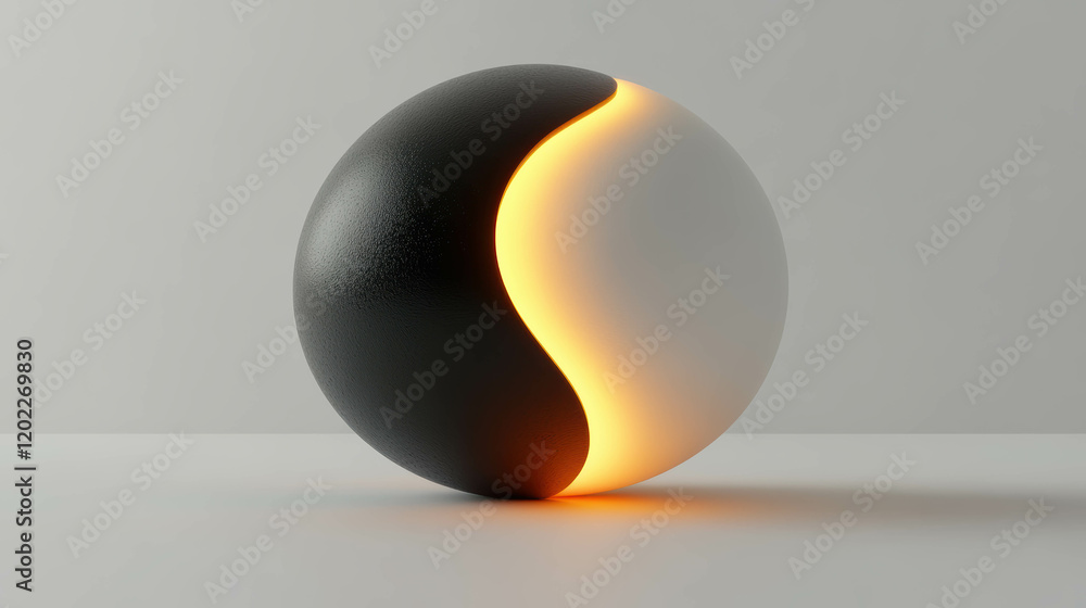 Minimalist Yin-Yang Concept with Spheres. Balance in Simplicity Stock