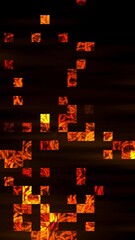 Aufkleber - Vertical video animation with  Bright neon orange fire particles spread across a black background in an abstract explosion pattern
