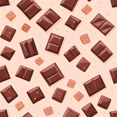 chocolate fudge flat illustration icons, chocolate fudge infinite pattern