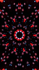 Aufkleber - Hypnotic abstract kaleidoscope pattern featuring glowing neon rings arranged in circular symmetry against a black background. Vertical video animation 
