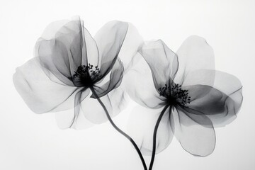 Canvas Print - Black and White Flowers in Vase