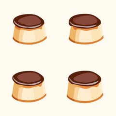 Poster - Caramel custard flat illustration icons, Caramel custard continuous icon pattern