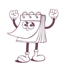 Poster - Retro groovy line art mascot, funky 70s character