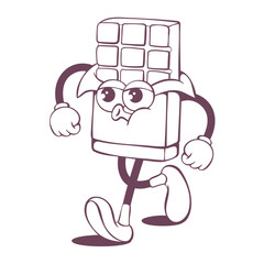 Poster - Retro groovy line art mascot, funky 70s character