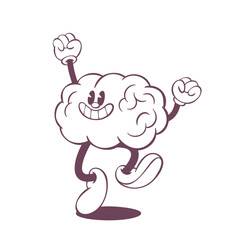 Poster - Retro groovy line art mascot, funky 70s character