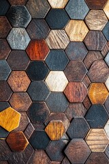 Wall Mural - Wooden wall with hexagon pattern