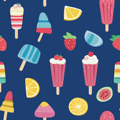 Wall Mural - Sorbet continuous icon pattern, Sorbet repeating background