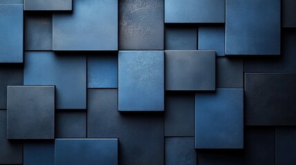 Wall Mural - Abstract minimalist wallpaper with minimalistic rectangles and lines on blue background. Featuring white space in the center for text, ideal for design templates and modern banners.