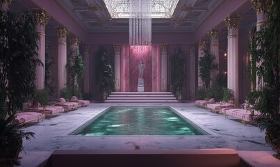 Poster - Serene Indoor Pool in Classical Roman Setting