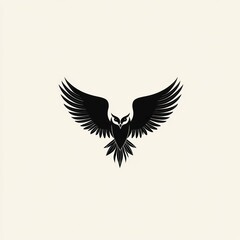 Wall Mural - Majestic eagle, wings spread, soaring, light background, logo design