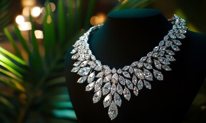 Wall Mural - Sparkling Diamond Necklace on Display, Elegant Jewelry