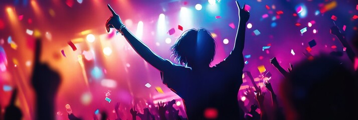 Fototapete - K Pop idol captivates fans during an electrifying live performance at a vibrant concert venue in Seoul. Generative AI