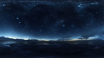 degree panoramic view of a starry night sky with equirectangular projection, hdri, background, space