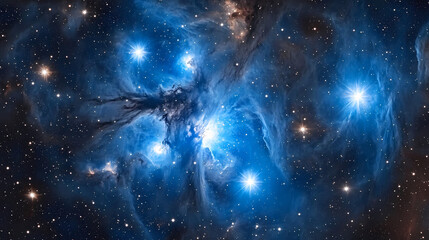 Wall Mural - blue cosmos background with nebula clouds and stars. galaxy astronomy image showing a dramatic view 