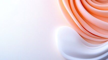 Wall Mural - Abstract peach and white swirl design with copy space.