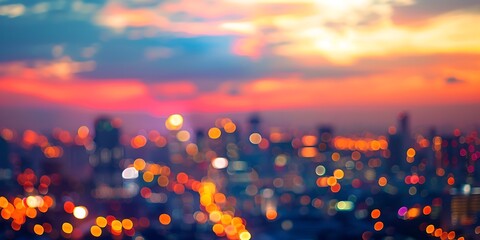 Poster - Abstract blur bangkok cityscape bokeh background