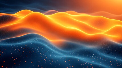 Sticker - Abstract Orange and Blue Wave Landscape