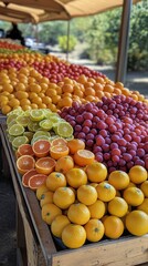 Poster - Bright and colorful display of fresh citrus fruits at a market during daytime