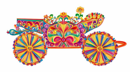 Wall Mural - **sicilian cart pattern with bright, vibrant colors and intricate designs.**. Intricate Mandala Pattern. Illustration
