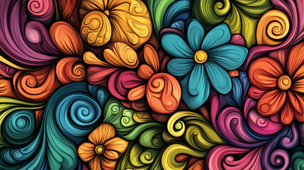 Wall Mural - Abstract colorful mandala design with intricate details and swirling patterns. Intricate Mandala Pattern. Illustration