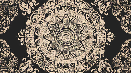 Wall Mural - Abstract mandala pattern with intricate details and a circular design. Intricate Mandala Pattern. Illustration