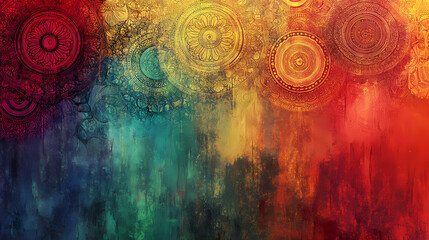 Wall Mural - An abstract background featuring intricate mandala patterns in vibrant colors. Intricate Mandala Pattern. Illustration
