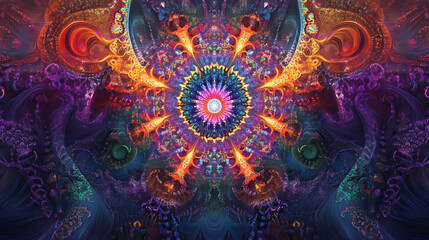 Wall Mural - An intricate mandala pattern in vibrant colors. Intricate Mandala Pattern. Illustration